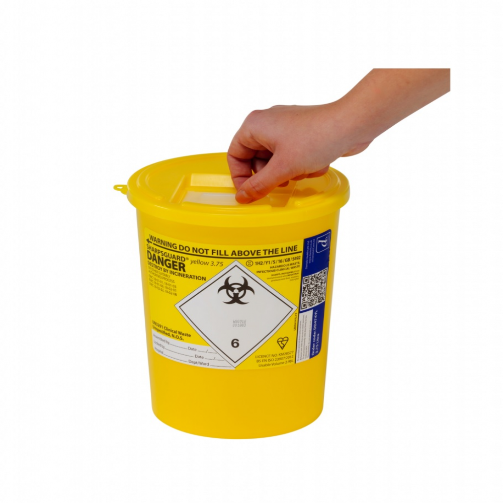 DNDD474YLR Yellow Lid Sharpsguard Sharps bin 3.75 litre