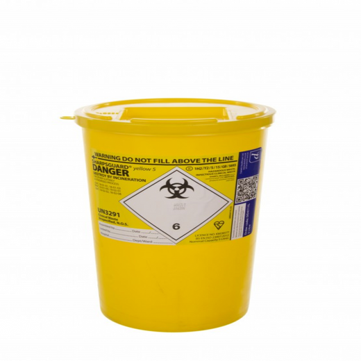 DNDD471YLR Yellow Lid Sharpsguard Sharps bin 5 litre